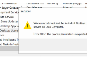 Autodesk licensing service error 1067